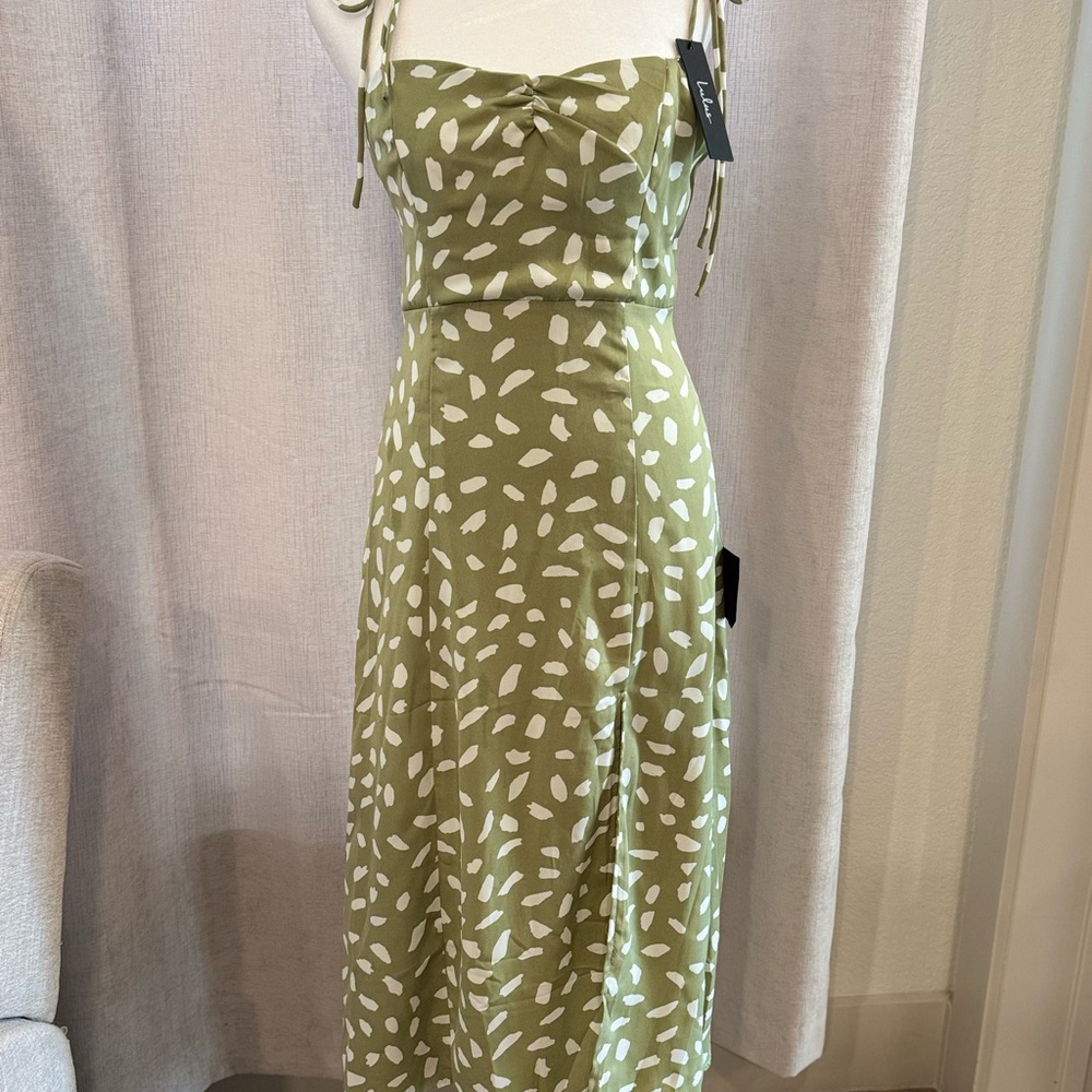 Lulu's Green Spaghetti Strap Sundress Midi